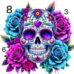 Tattoo Skull Color by Number